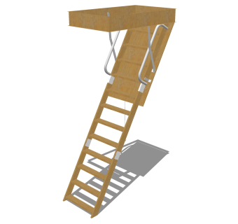 现代实木折叠楼梯草图大师模型，实木折叠楼梯sketchup模型免费下载