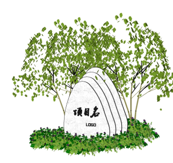 现代景墙草图大师模型下载，景墙sketchup模型