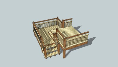 中式楼梯草图大师模型，楼梯sketchup模型下载