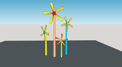 现代风车景观小品su模型下载、风车小品草图大师模型下载