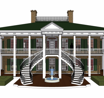 欧式别墅内部设计陈设草图大师模型，别墅内部设计陈设sketchup模型免费下载