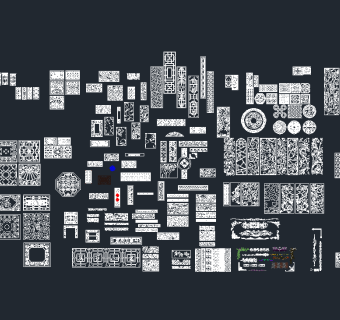 镂空雕花CAD图库，镂空雕花CAD图纸下载