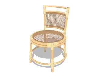 现代竹椅su模型，竹椅草图大师模型下载