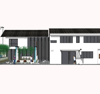新中式别墅外观草图大师模型，别墅外观sketchup模型免费下载