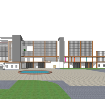 现代办公楼外观草图大师模型，办公楼外观sketchup模型免费下载