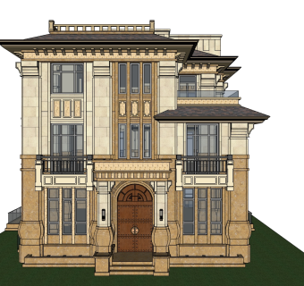 欧式别墅su模型下载、欧式别墅草图大师模型下载