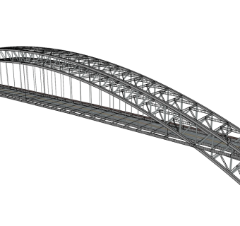 现代钢结构公路桥草图大师模型，公路大桥SU模型