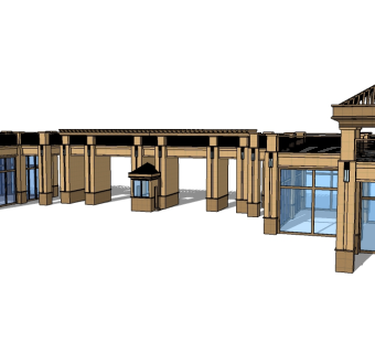 欧式入口大门草图大师模型下载，入口大门skb模型分享