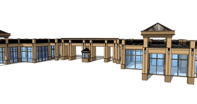 欧式入口大门草图大师模型下载，入口大门skb模型分享