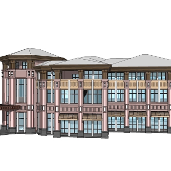 欧式售楼处建筑方案草图大师模型，建筑构件sketchup模型免费下载