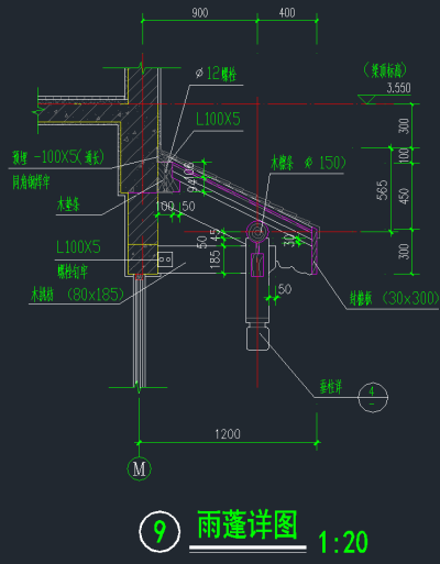 全套雨棚cad节点大样图，雨棚CAD施工图纸下载