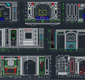 原创电视机背景墙CAD图例，电视背景墙CAD图纸下载