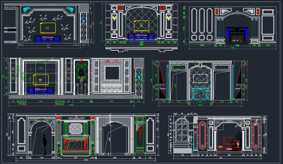 原创电视机背景墙CAD图例，电视背景墙CAD图纸下载