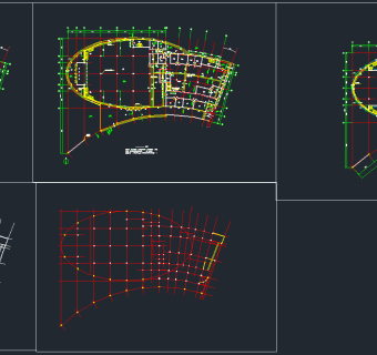 食堂平面和屋顶网架CAD图，食堂CAD图纸下载