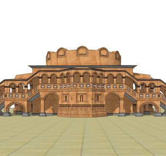 欧式酒店草图大师模型，酒店sketchup模型免费下载