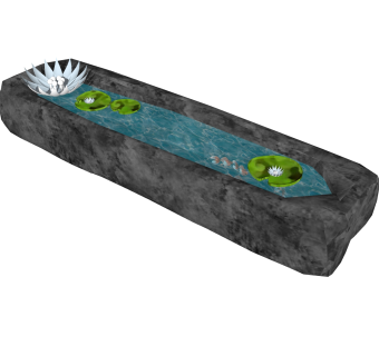 自然风水池草图大师模型，水池sketchup模型免费下载