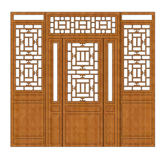 古典精品中式雕花门su模型集下载