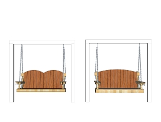 中式实木吊椅sketchup模型下载，秋千椅草图大师模型