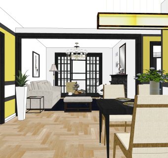 现代轻奢客餐厅免费su模型草图大师文件下载