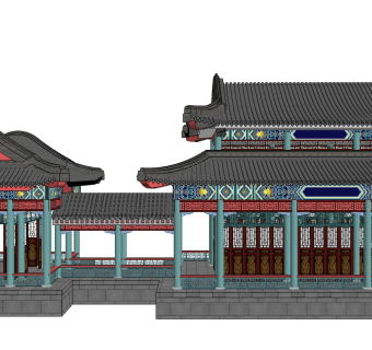 中式画舫草图大师模型下载、画舫su模型下载