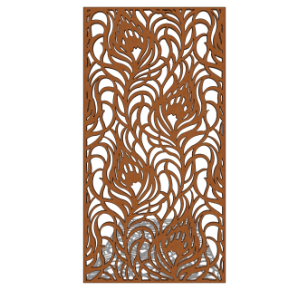 现代花纹图案锈板sketchup模型，锈板skp模型下载