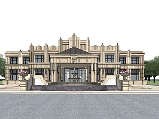 欧式新古典酒店草图大师模型，新古典酒店sketchup模型免费下载