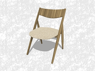 现代实木休闲椅su模型，椅子草图大师模型下载