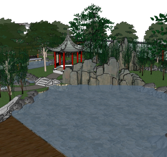 苏州古典园林怡园su模型，怡园cad建筑模型下载