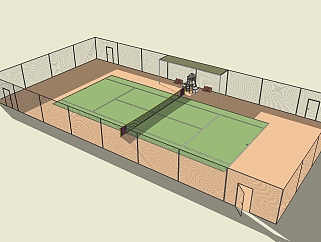 现代网球场草图大师模型，网球场su模型下载