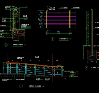 无障碍栏杆节点详图施工图CAD图纸下载