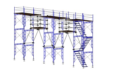 建筑外脚手架草图大师模型，脚手架SU模型下载