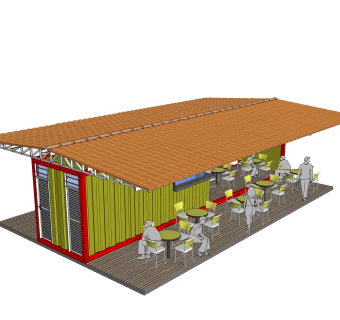 现代集装箱改造房sketchup模型，集装箱房屋草图大师模型下载