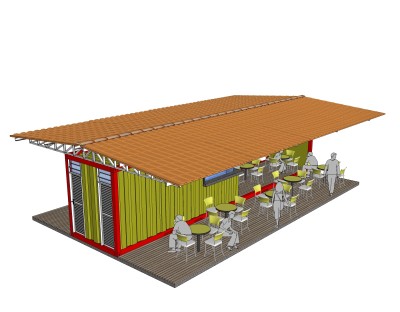 现代集装箱改造房sketchup模型，集装箱房屋草图大师模型下载