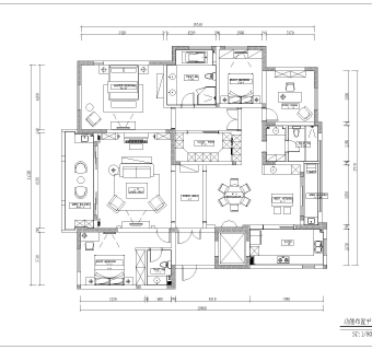 欧式四室两厅245㎡施工图CAD图纸分享