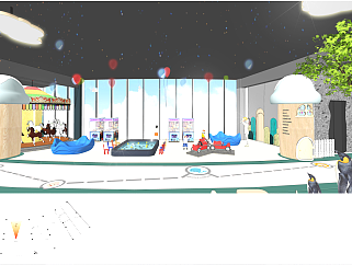 室内游乐场亲子乐园空间施工图效果图CAD图纸，游乐园cad设计图纸下载