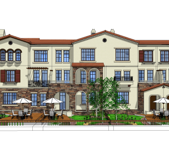 欧式连排别墅草图大师模型，别墅sketchup模型免费下载