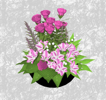康乃馨插花艺草图大师模型，花瓶插花艺术装饰sketchup模型下载
