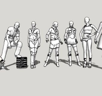 现代服装模特草图大师模型，模特SU模型下载