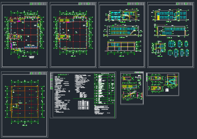 食堂建筑全套施工图，食堂建筑CAD图纸下载