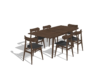 北欧餐桌椅免费su模型，北欧餐桌椅skp模型下载