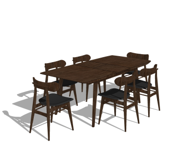 北欧餐桌椅免费su模型，北欧餐桌椅skp模型下载