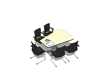 现代简约会议桌su模型，会议桌sketchup模型下载