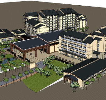 欧式酒店草图大师模型下载、欧式酒店su模型下载