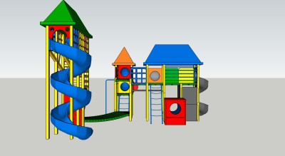 现代儿童滑梯草图大师模型，滑梯sketchup模型