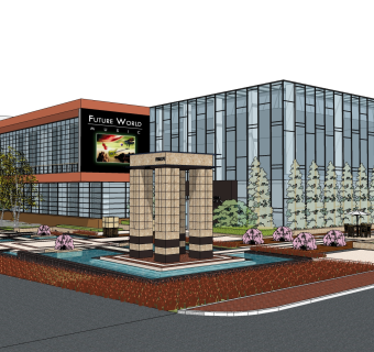 现代售楼处建筑方案草图大师模型，建筑构件sketchup模型免费下载