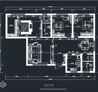 祥细客厅卧室家装户型图三居CAD，免费下载