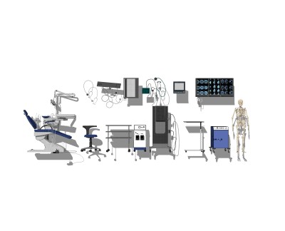现代医疗设备组合草图大师模型，医疗设备sketchup模型下载