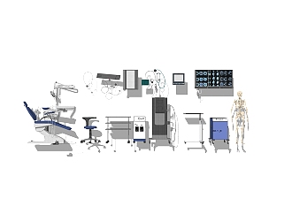 现代医疗设备组合草图大师模型，医疗设备sketchup模型下载