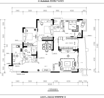 简约风格三居CAD装修施工图含效果图，CAD建筑图纸下载