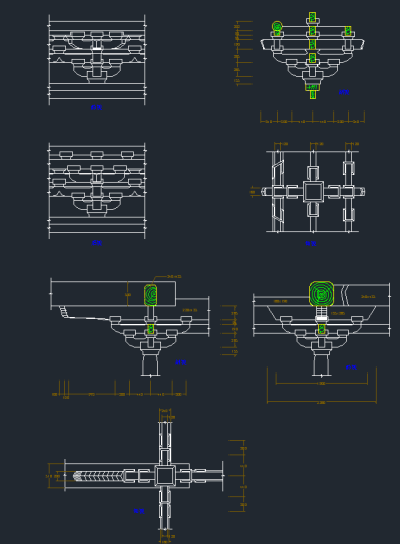 精品斗拱分部CAD施工图，斗拱CAD建筑图纸下载